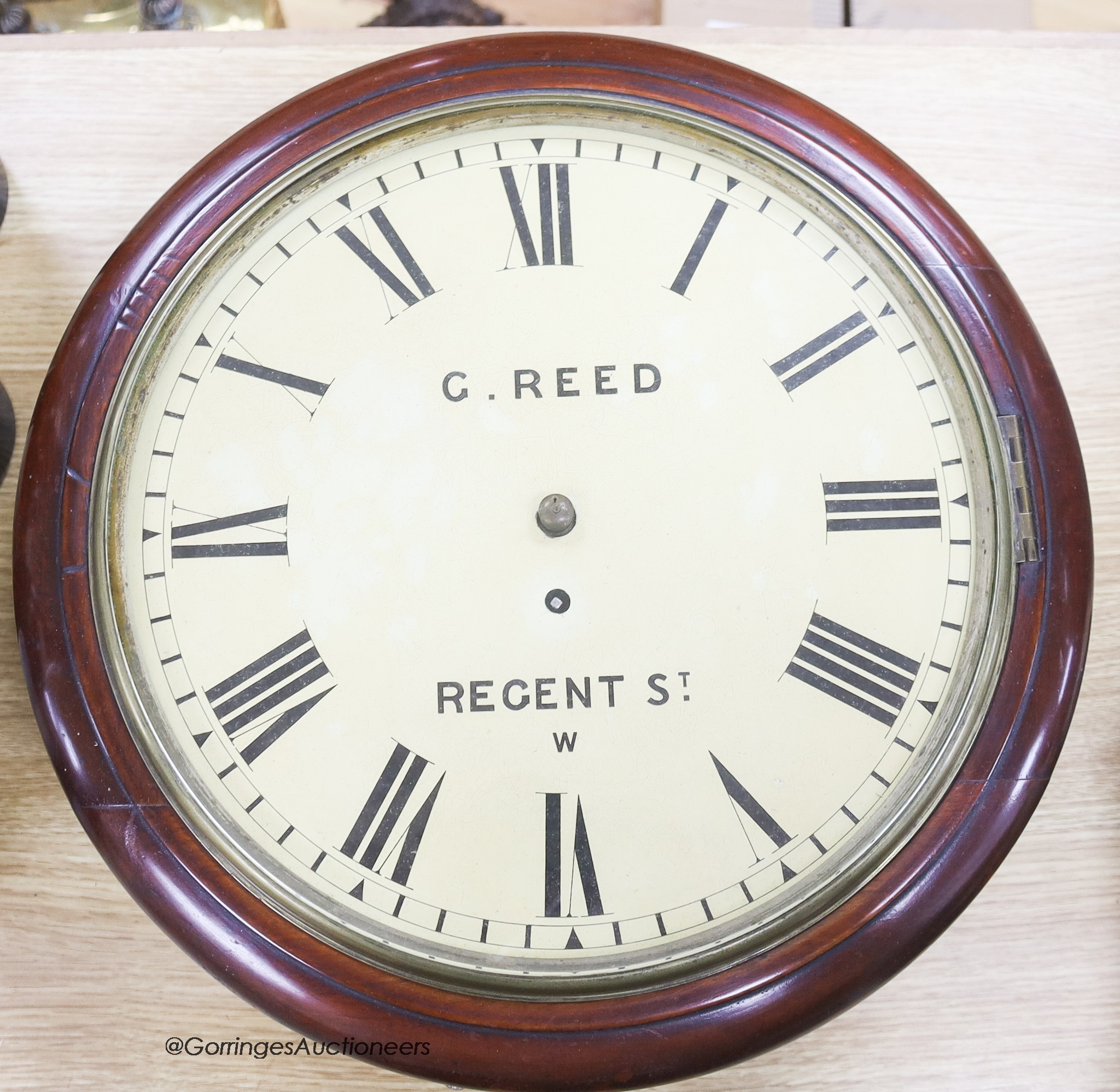 A G. Reed of Regent Street mahogany dial clock, diameter 50cm